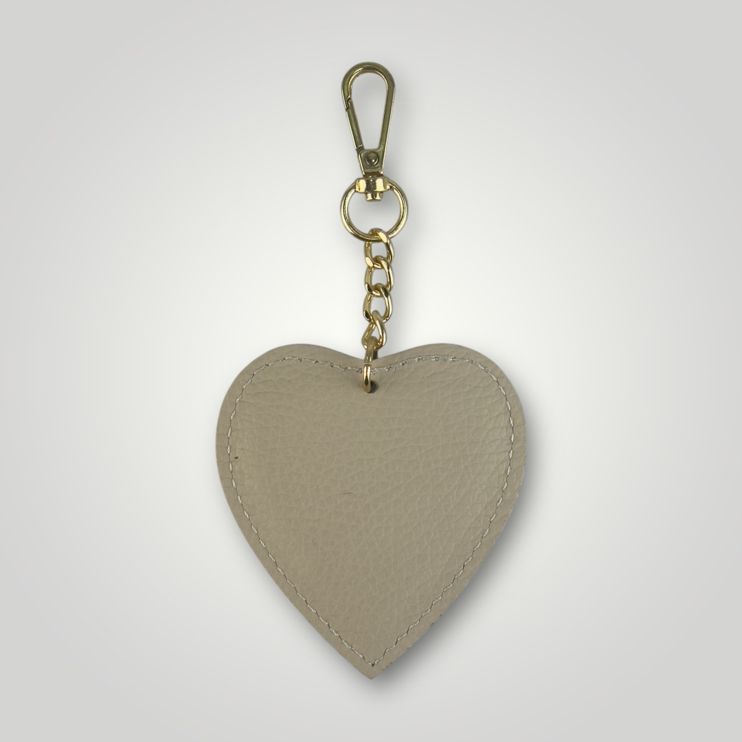 TIAKI - PORTACHIAVI A CUORE IN VERA PELLE - BEIGE