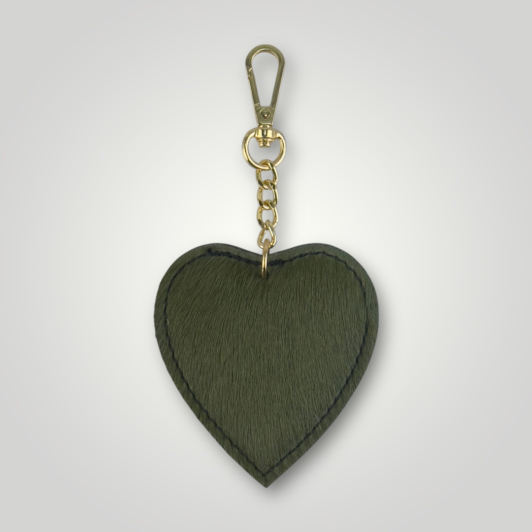 TIAKI - PORTACHIAVI A CUORE IN VERA PELLE CAVALLINO - MILITARY GREEN