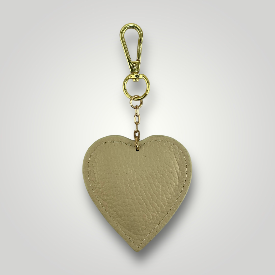 TIAKI - PORTACHIAVI A CUORE IN VERA PELLE - BEIGE