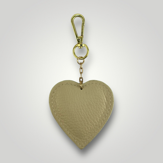 TIAKI - PORTACHIAVI A CUORE IN VERA PELLE - BEIGE