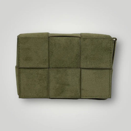 Adhara - Borsa A Spalla In Similpelle Camoscio Intrecciata Verde Borsa A Spalla