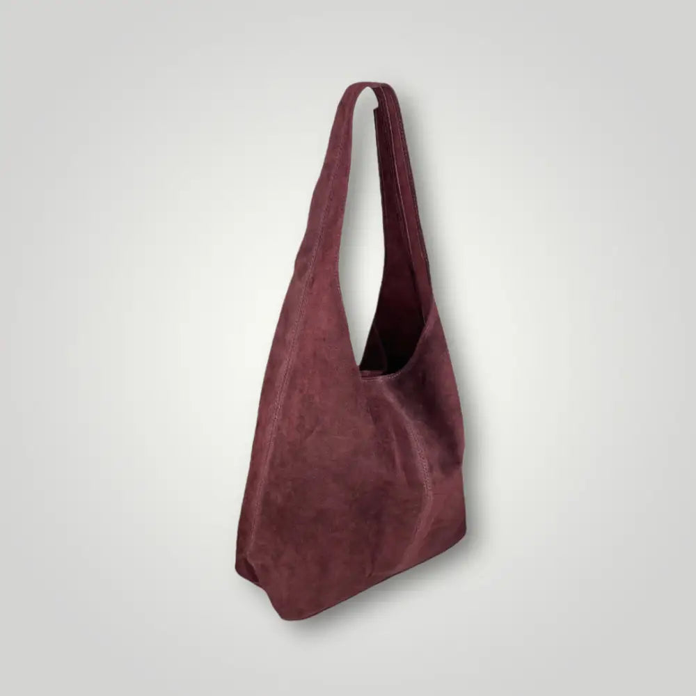 Atria - Borsa Monospalla In Vera Pelle Camoscio Bordeaux Borsa Monospalla