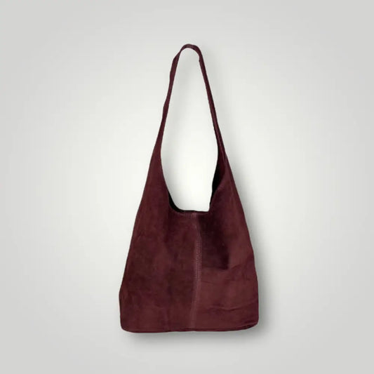 Atria - Borsa Monospalla In Vera Pelle Camoscio Bordeaux Borsa Monospalla