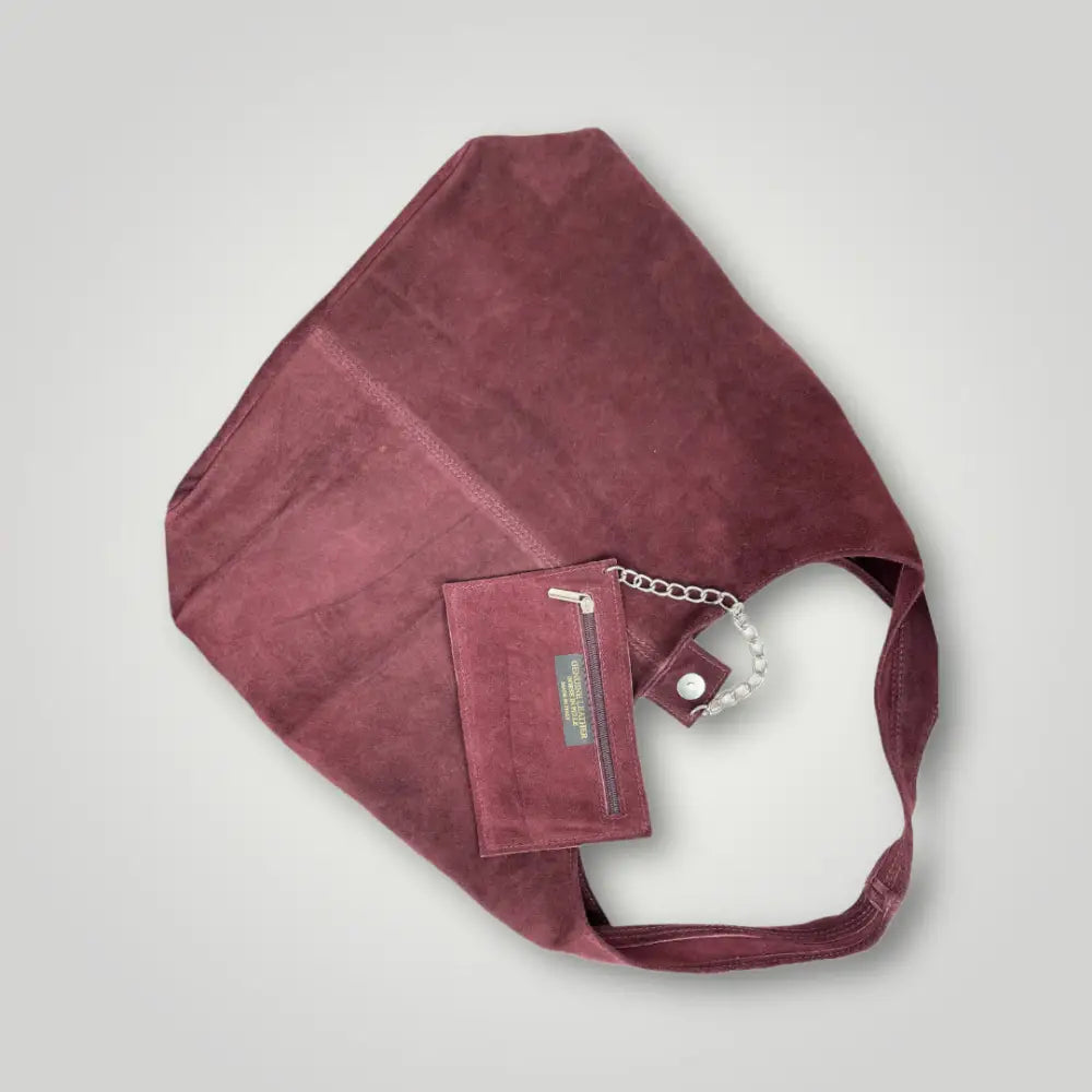 Atria - Borsa Monospalla In Vera Pelle Camoscio Bordeaux Borsa Monospalla