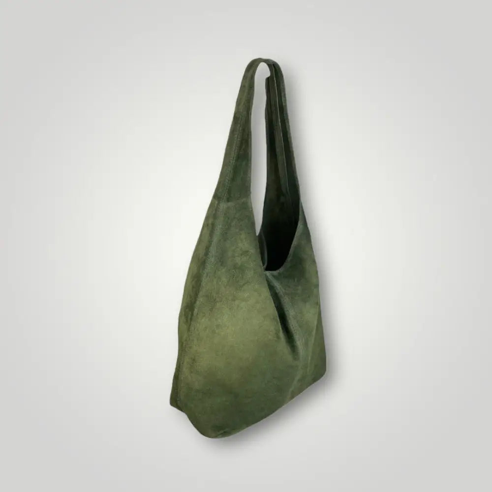 Atria - Borsa Monospalla In Vera Pelle Camoscio Verde Borsa Monospalla