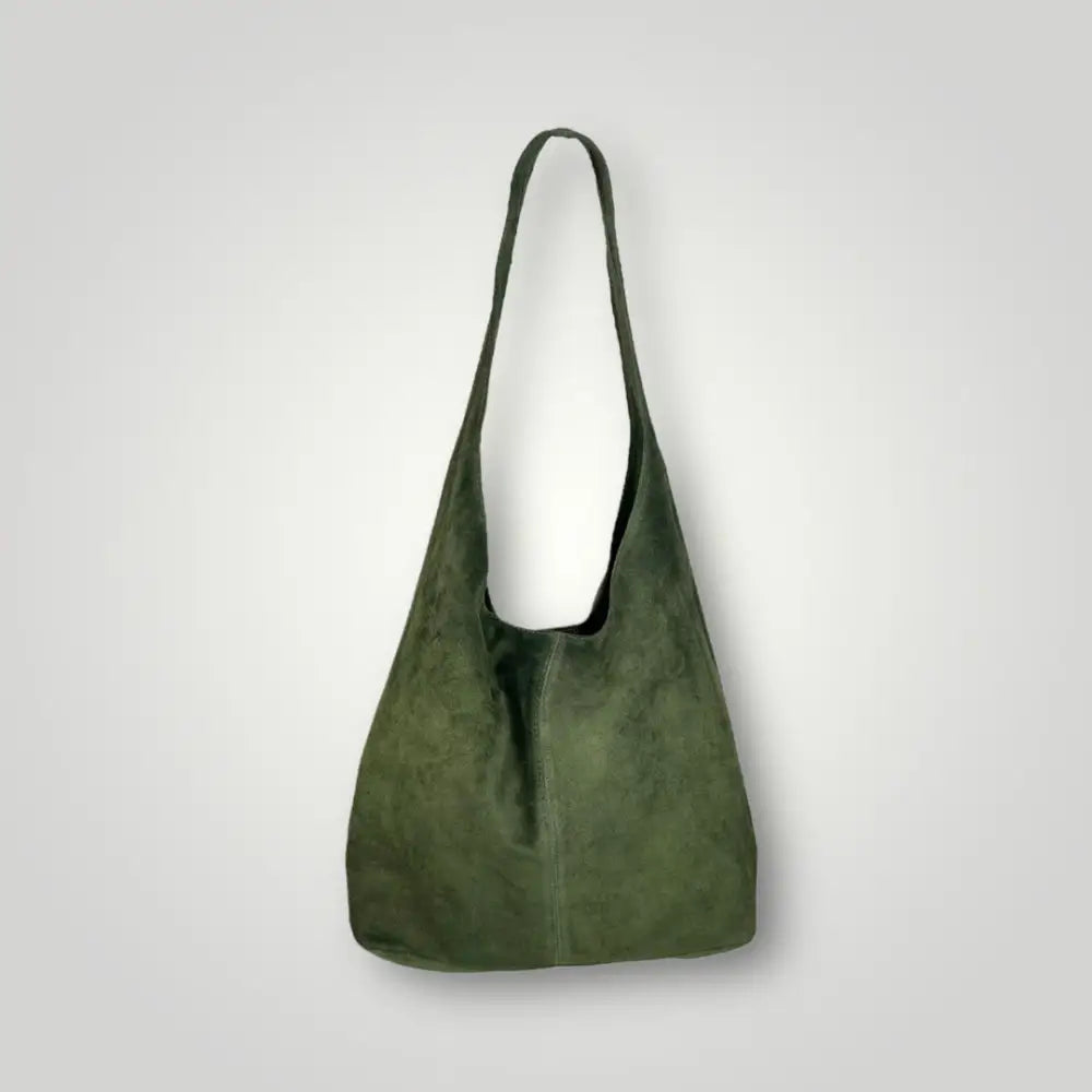 Atria - Borsa Monospalla In Vera Pelle Camoscio Verde Borsa Monospalla