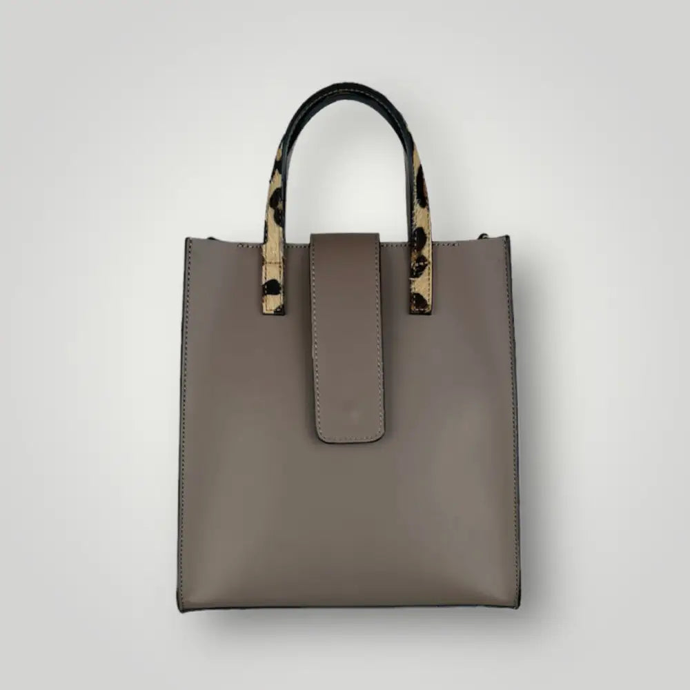 Auriga - Borsa Due Manici In Vera Pelle Spazzolata Taupe Borsa Due Manici