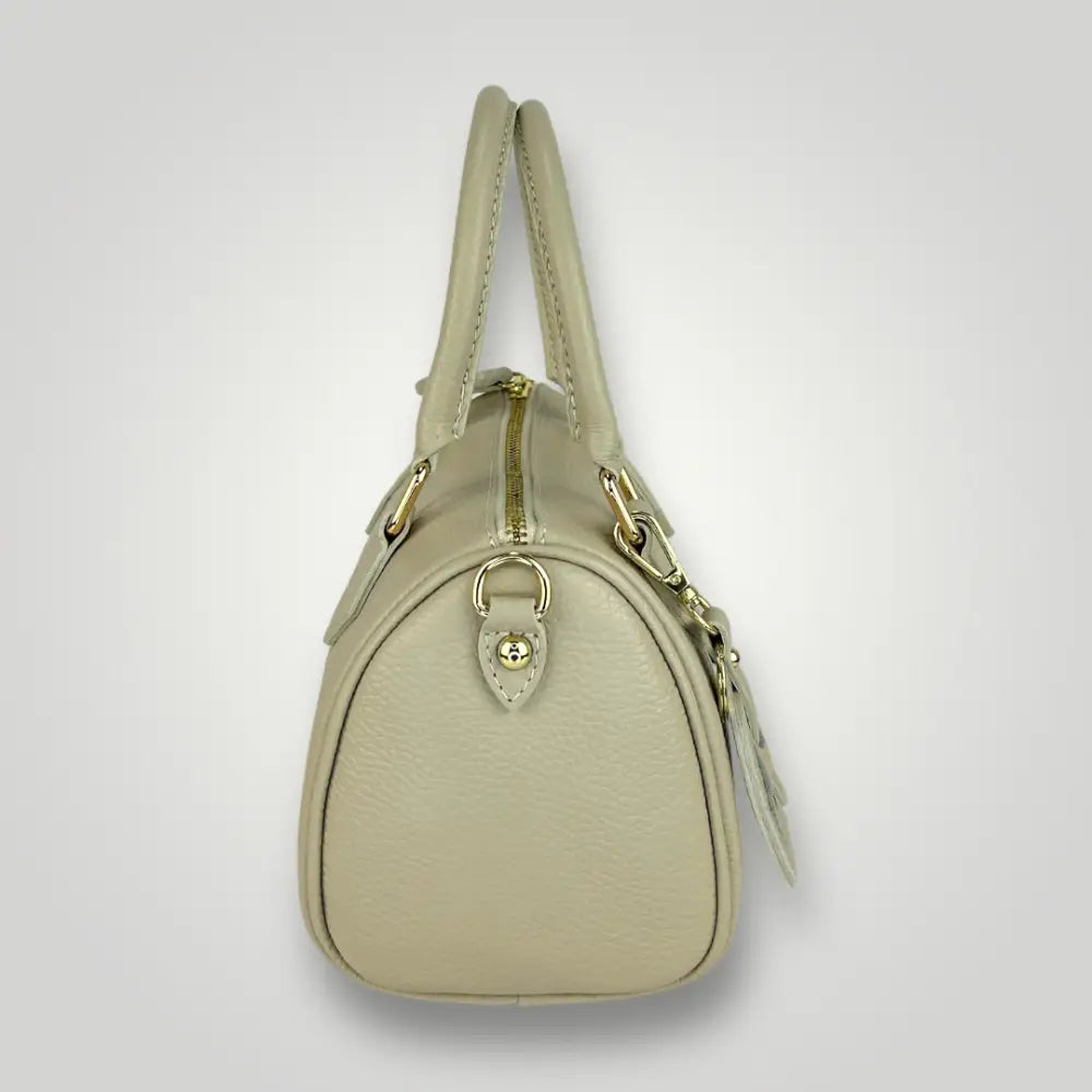 BELLATRIX - BORSA BAULETTO DUE MANICI IN VERA PELLE - BURRO VISTA LATERALE