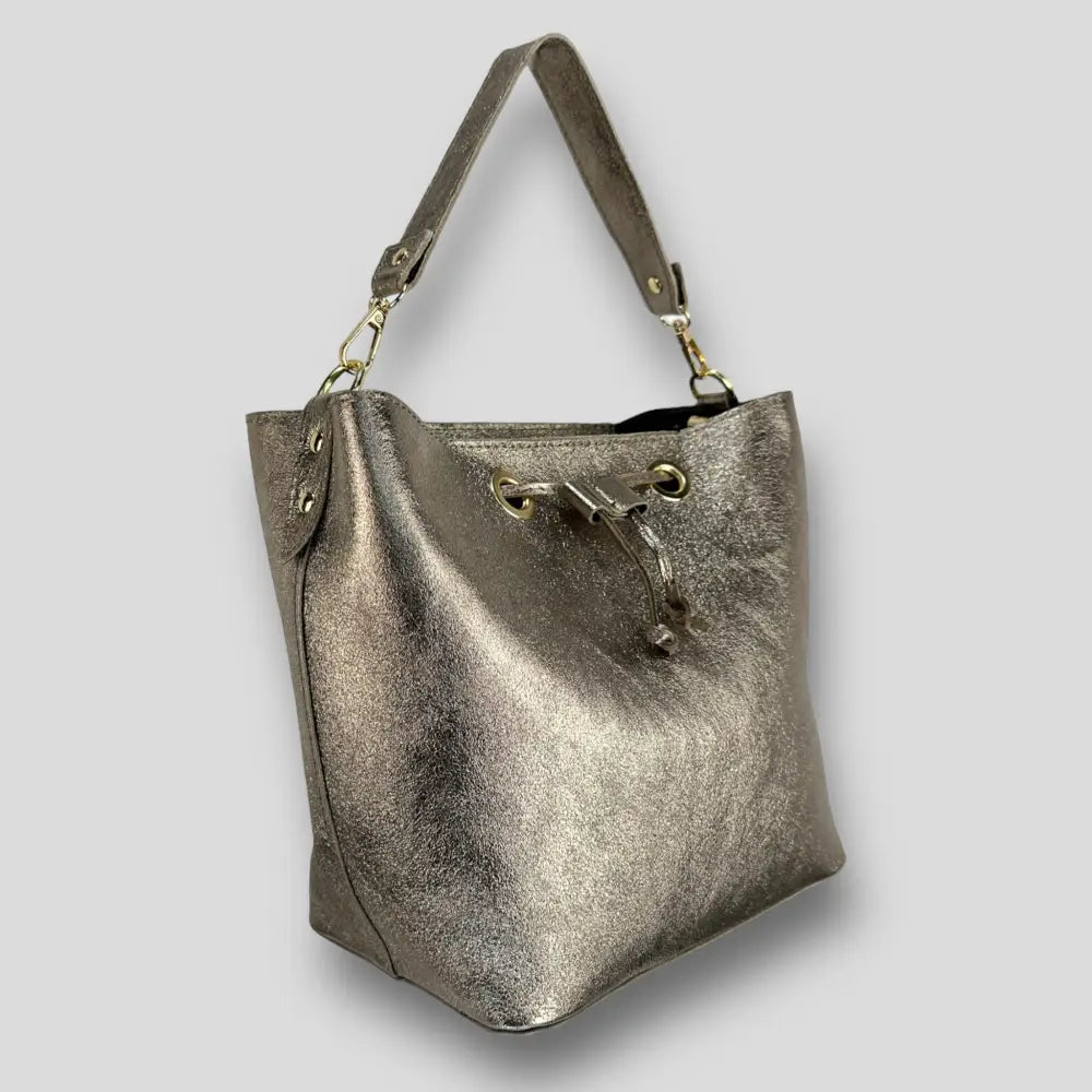 Chamaeleon - Borsa A Spalla In Vera Pelle Bronzo Borsa Secchiello