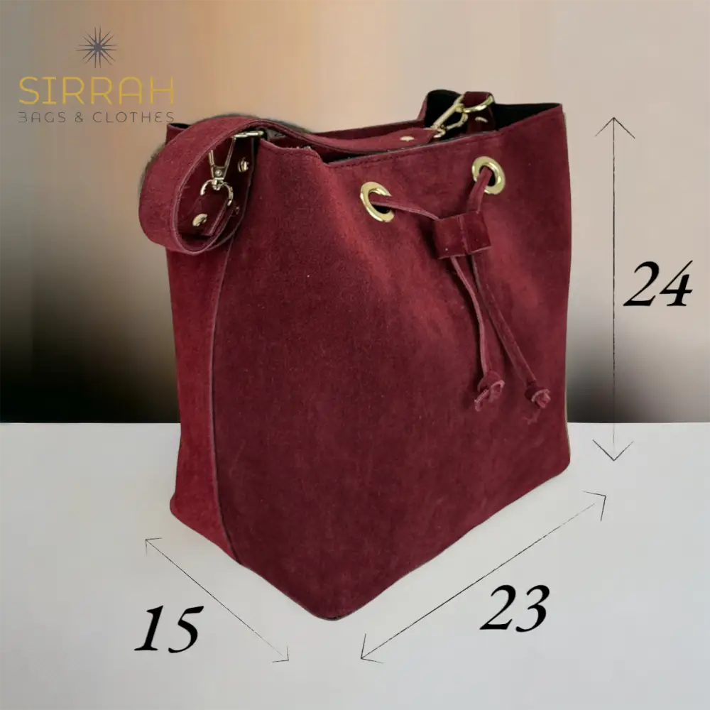 Lincys - Borsa A Spalla In Vera Pelle Camoscio Magenta Borsa Secchiello