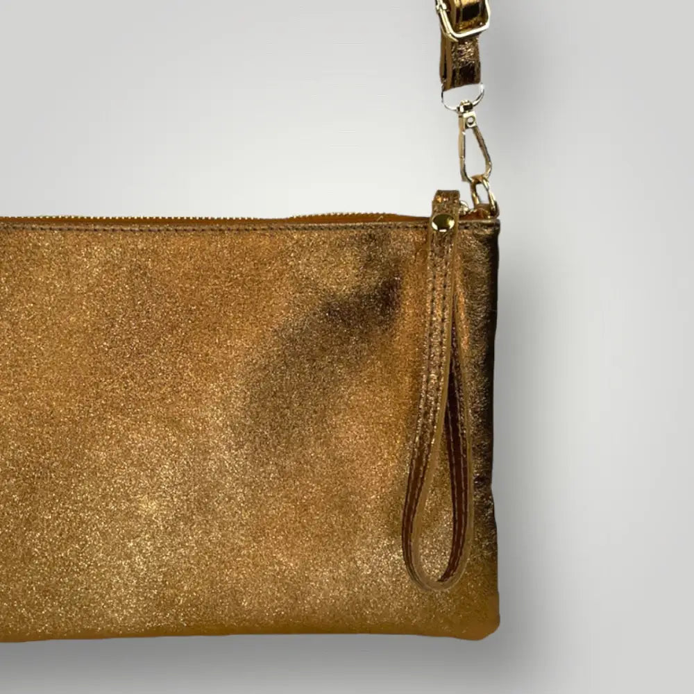 Lira - Borsa A Mano In Vera Pelle Laminata Oro Borsa A Mano