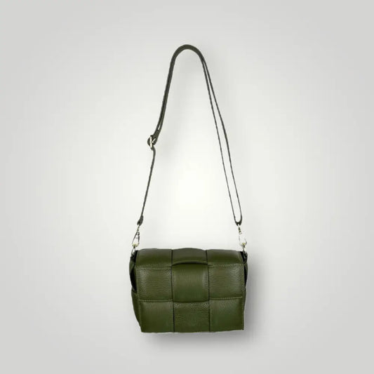 Maia - Borsa A Spalla In Vera Pelle Dollaro Verde Oliva Borsa A Spalla