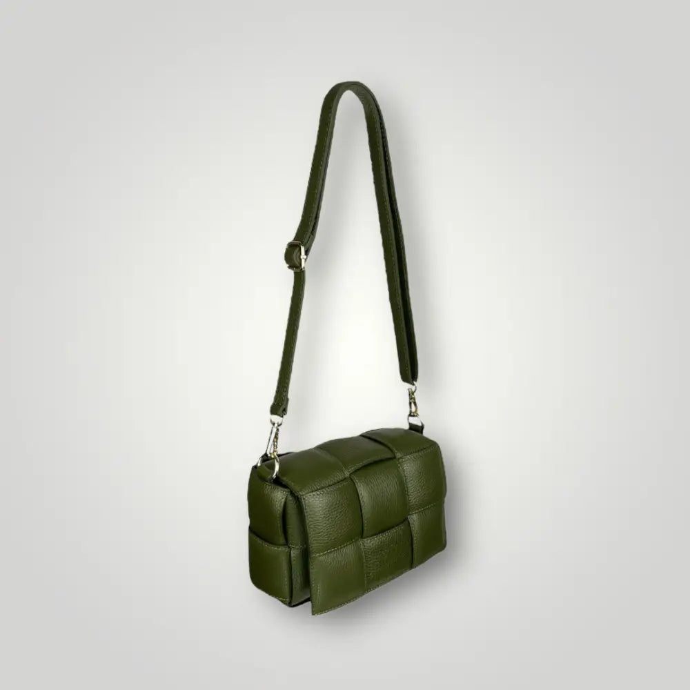 Maia - Borsa A Spalla In Vera Pelle Dollaro Verde Oliva Borsa A Spalla