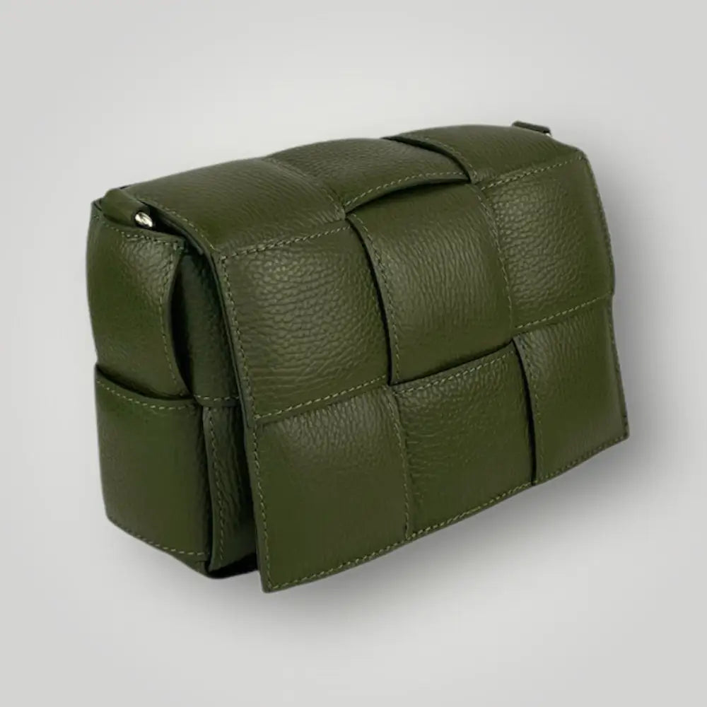 Maia - Borsa A Spalla In Vera Pelle Dollaro Verde Oliva Borsa A Spalla