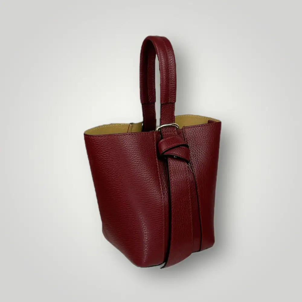 Mira - Borsa Secchiello In Vera Pelle Dollaro Bordeaux Borsa A Mano