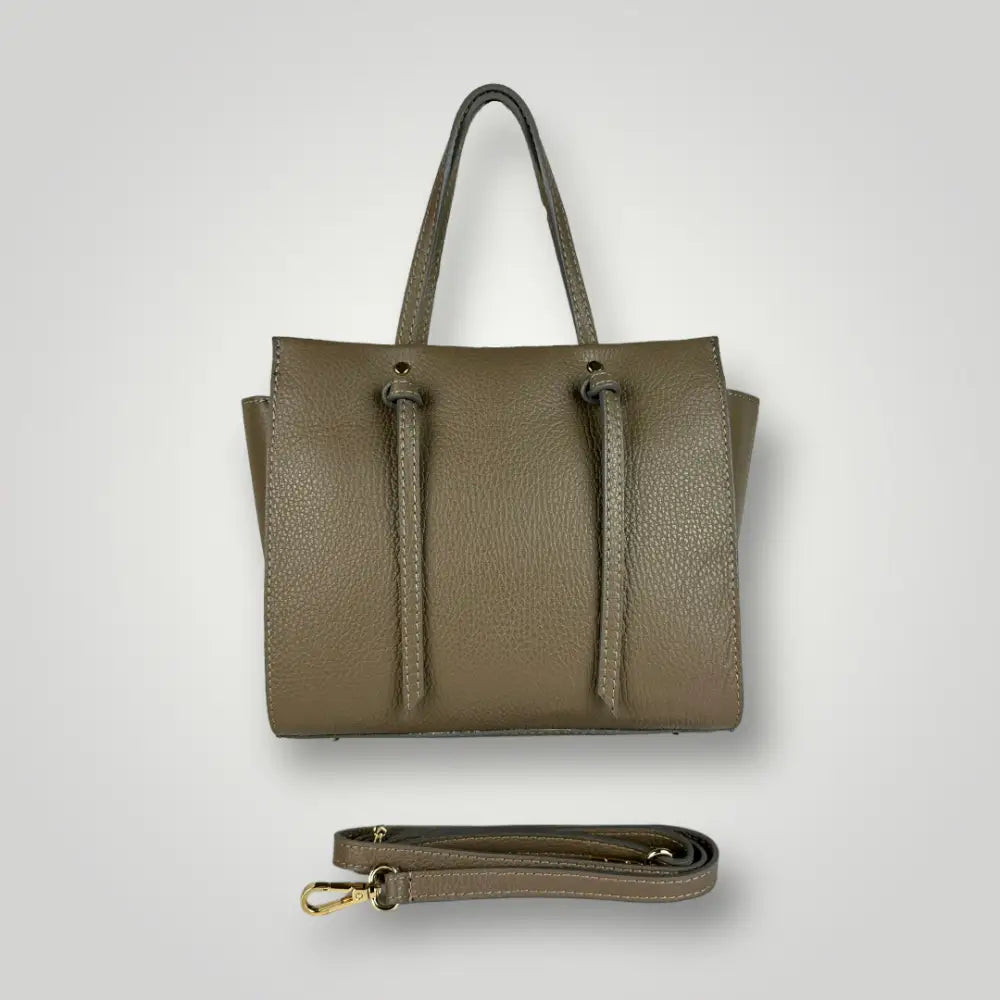 Mizar - Borsa Due Manici In Vera Pelle Taupe Borsa Due Manici