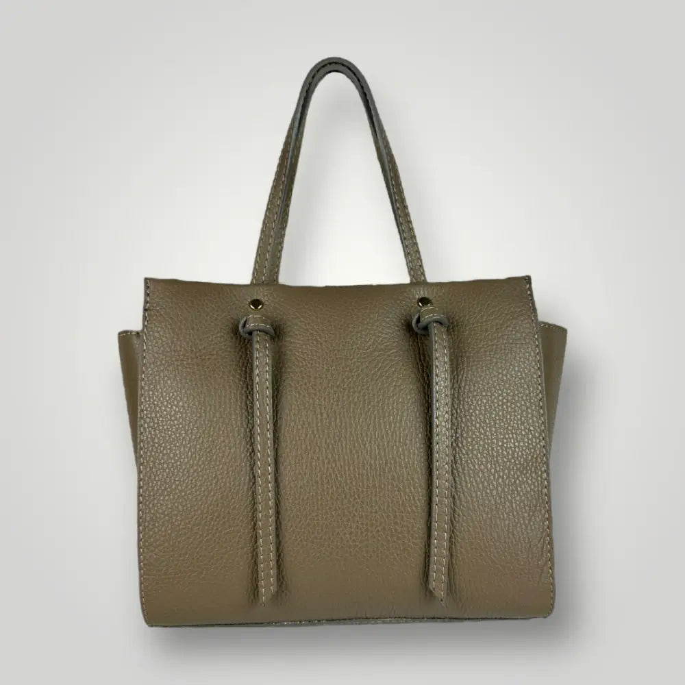 Mizar - Borsa Due Manici In Vera Pelle Taupe Borsa Due Manici