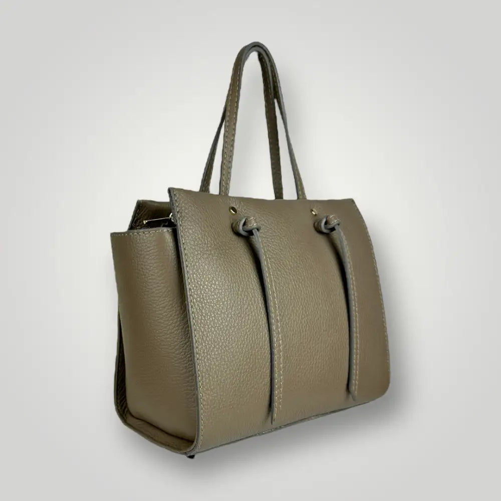 Mizar - Borsa Due Manici In Vera Pelle Taupe Borsa Due Manici