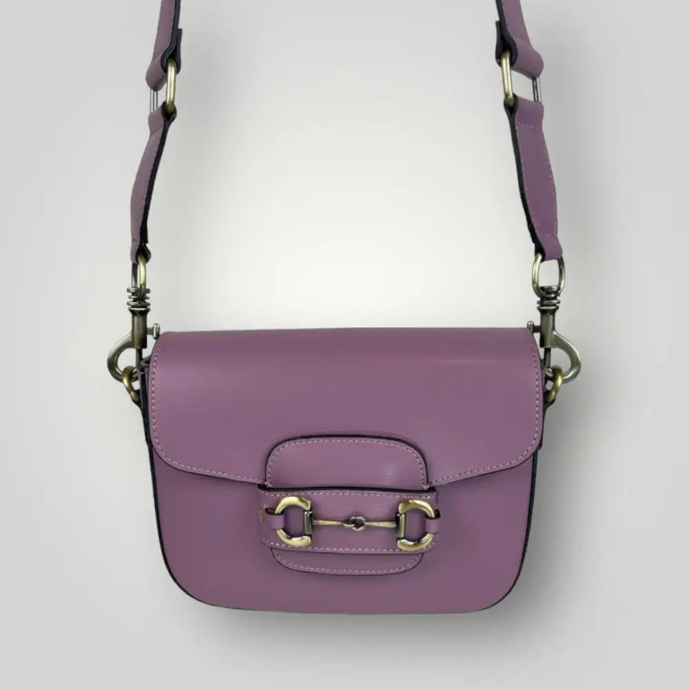 Nashira - Borsa A Spalla In Vera Pelle Spazzolata Viola Borsa A Spalla