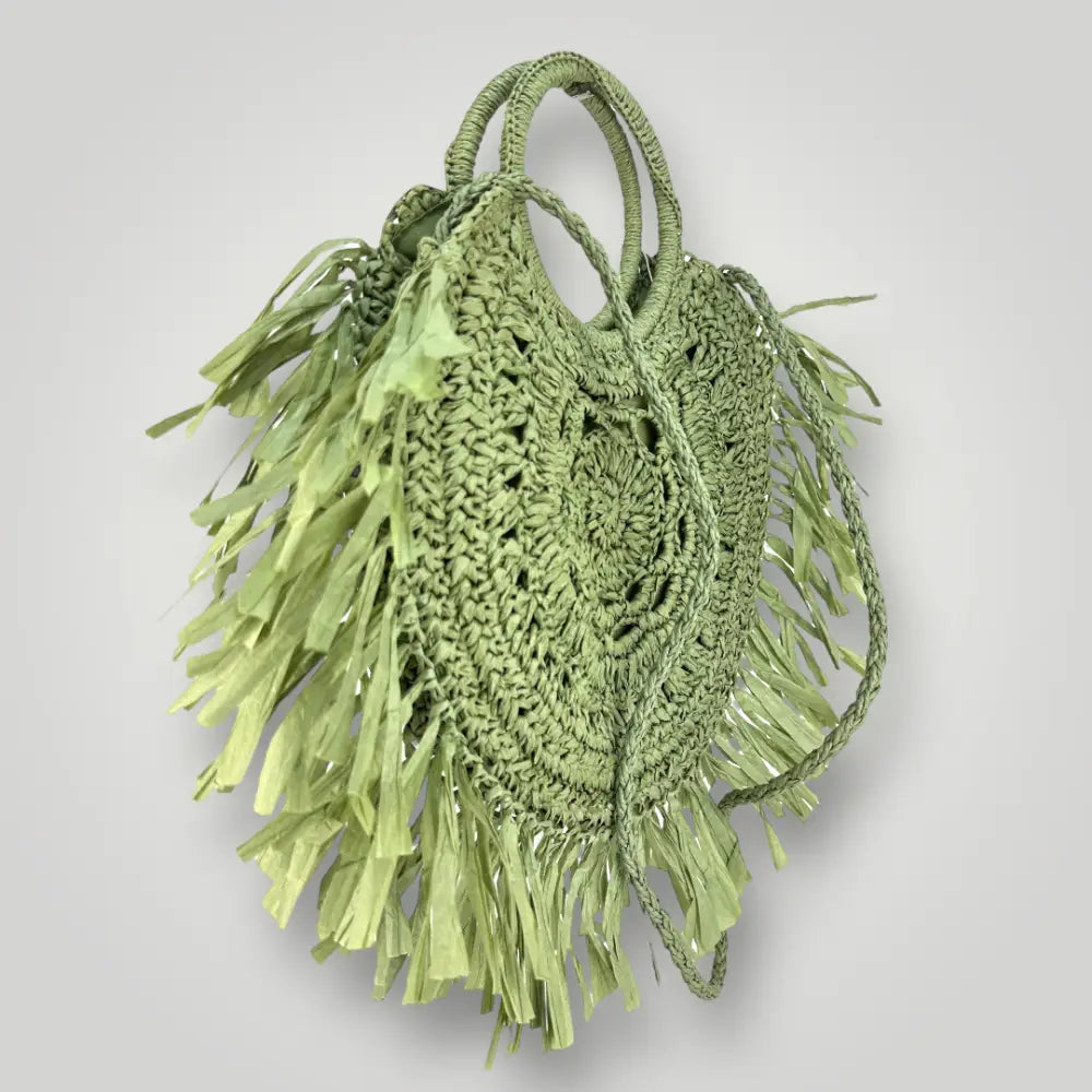 Ocean - Borsa In Paglia Intecciata Verde Salvia Borsa Mare