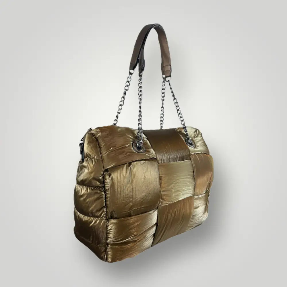 Polaris - Borsa Due Manici In Tessuto Piumino Oro Borsa Due Manici