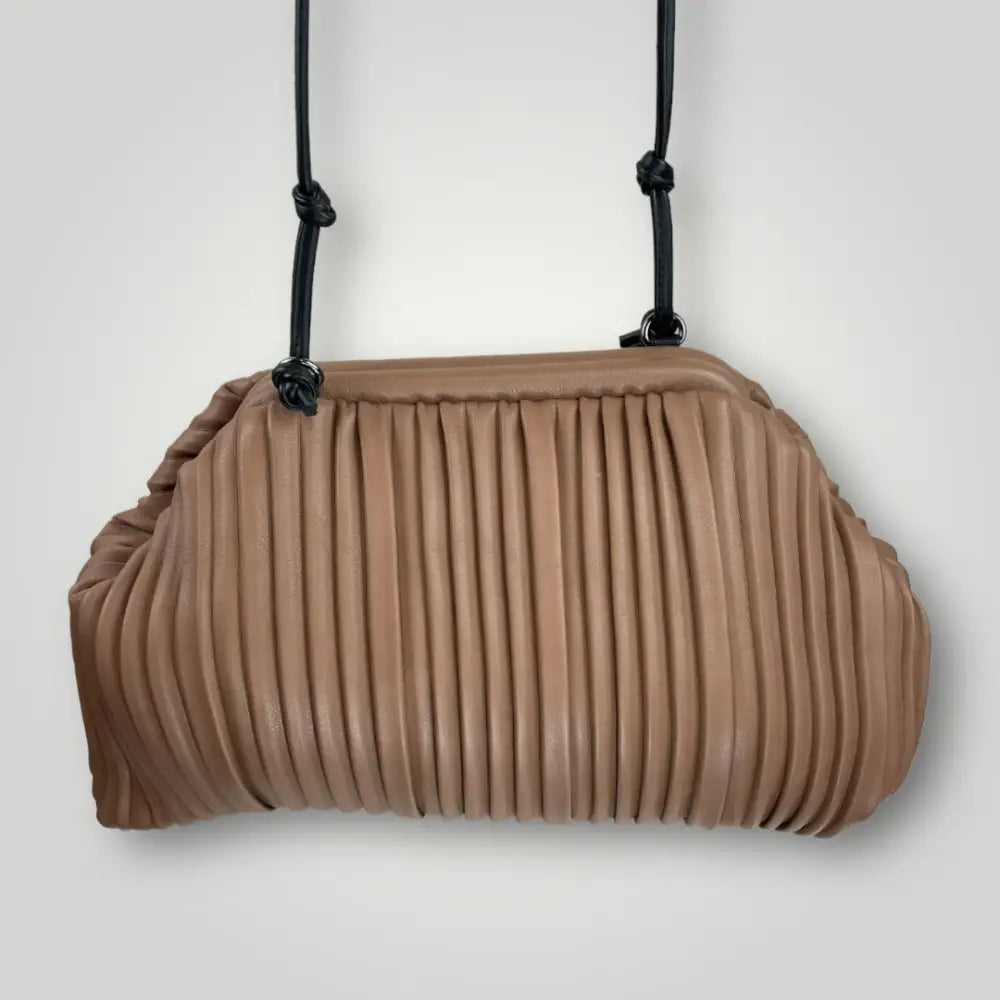 Talitha - Borsa Clutch A Tracolla Plissettata Camel Borsa A Tracolla