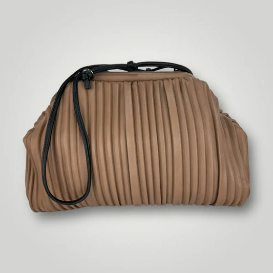 Talitha - Borsa Clutch A Tracolla Plissettata Camel Borsa A Tracolla