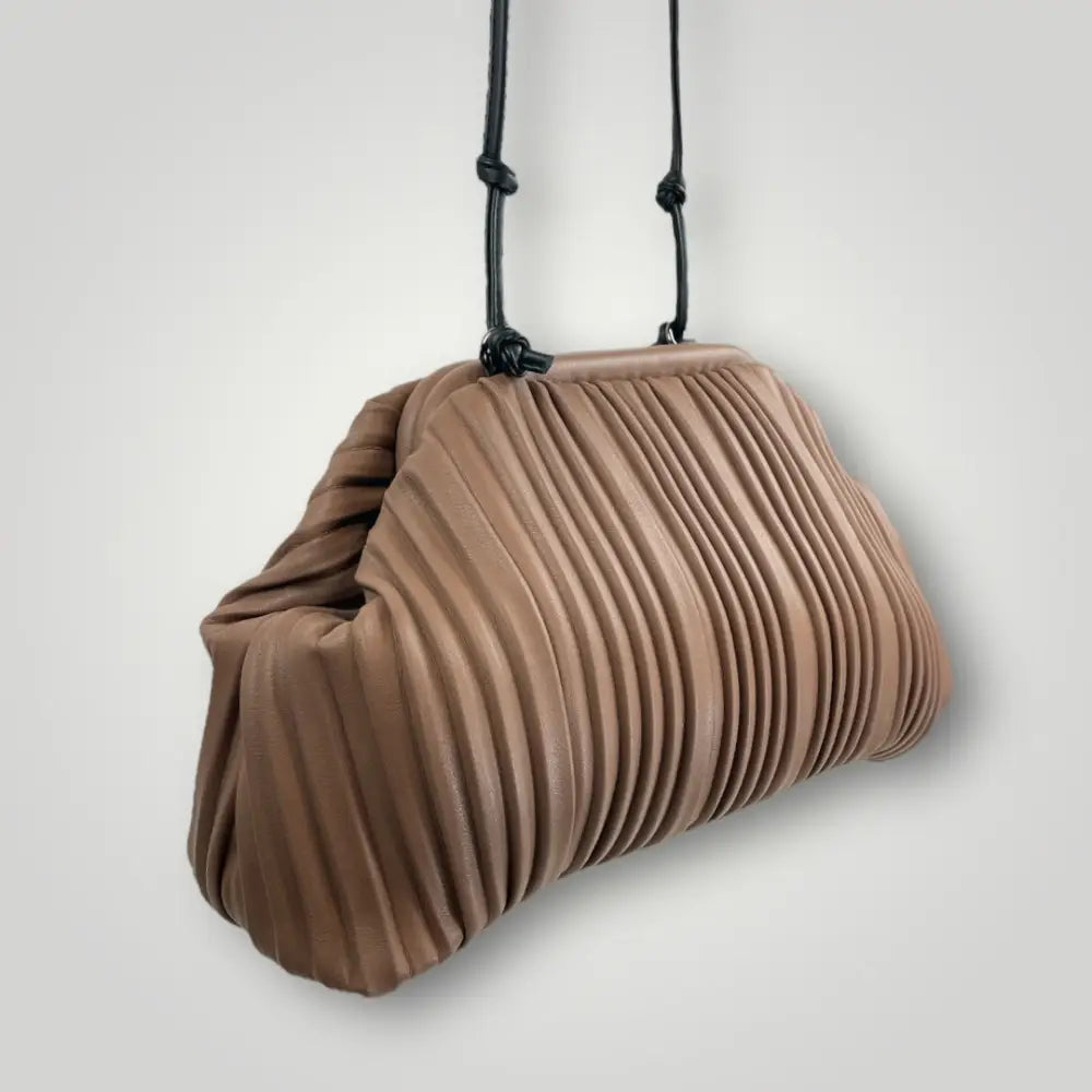 Talitha - Borsa Clutch A Tracolla Plissettata Camel Borsa A Tracolla