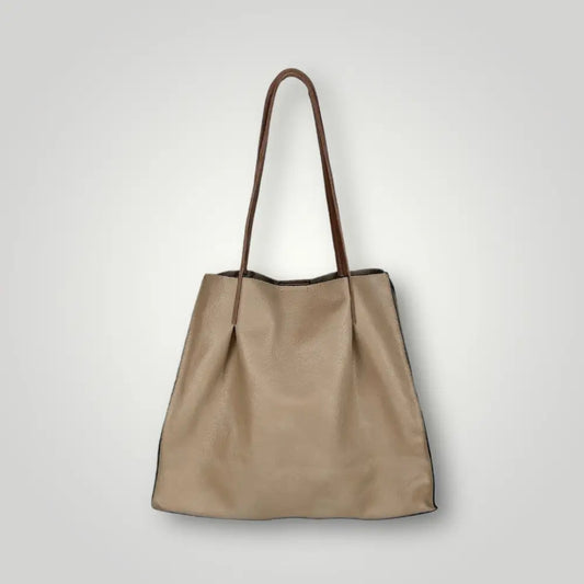 Zaniah - Borsa Due Manici In Ecopelle Martellata Taupe Borsa Due Manici