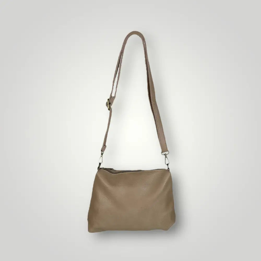 Zaniah - Borsa Due Manici In Ecopelle Martellata Taupe Borsa Due Manici