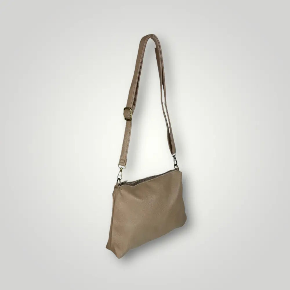 Zaniah - Borsa Due Manici In Ecopelle Martellata Taupe Borsa Due Manici